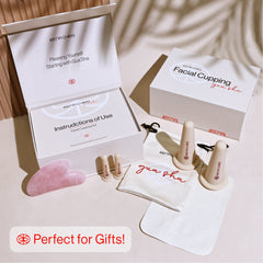 Facial Cupping & Rose Quartz Gua Sha Set Facial Cupping & Rose Quartz Gua Sha Set